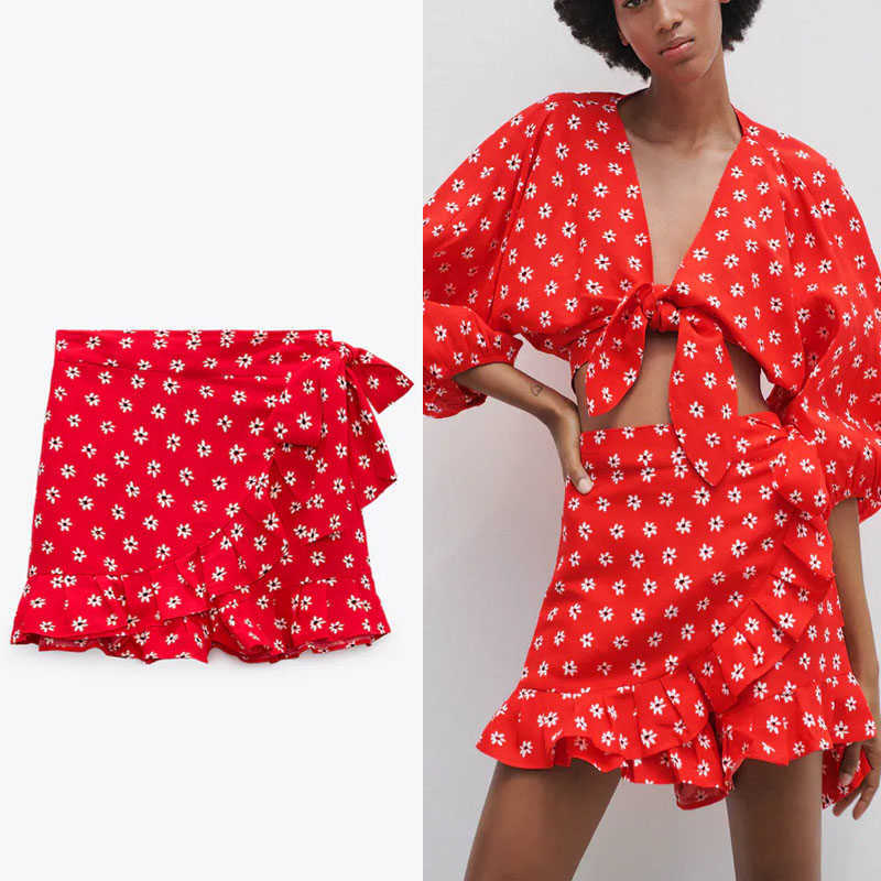 Za Summer Women Print Red Ruffle Shorts Vintage Pareo Wrap High Waist Short Pants Fashion Back Zip Female Causal Shorts 210602
Za Summer Women Print Red Ruffle Shorts Vintage Pareo Wrap High Waist Short Pants Fashion Back Zip Female Causal Shorts 210602
