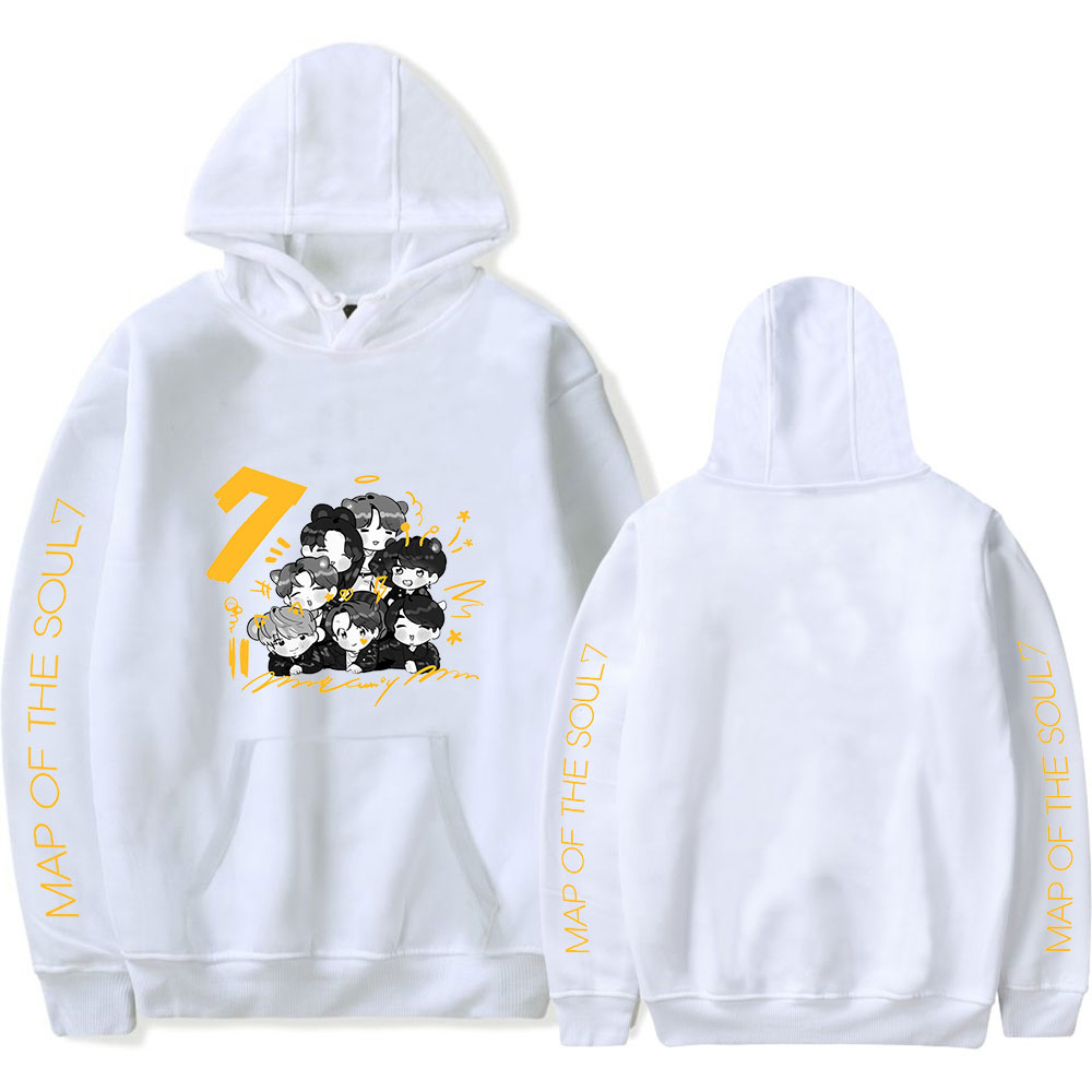 Kpop Cartoon Bangtan Boys Album Map of The Soul 7 WORLD TOUR Concert Hoodies Sweatshirt Men/Women Hoodies Kpop Harajuku hoodies 201102