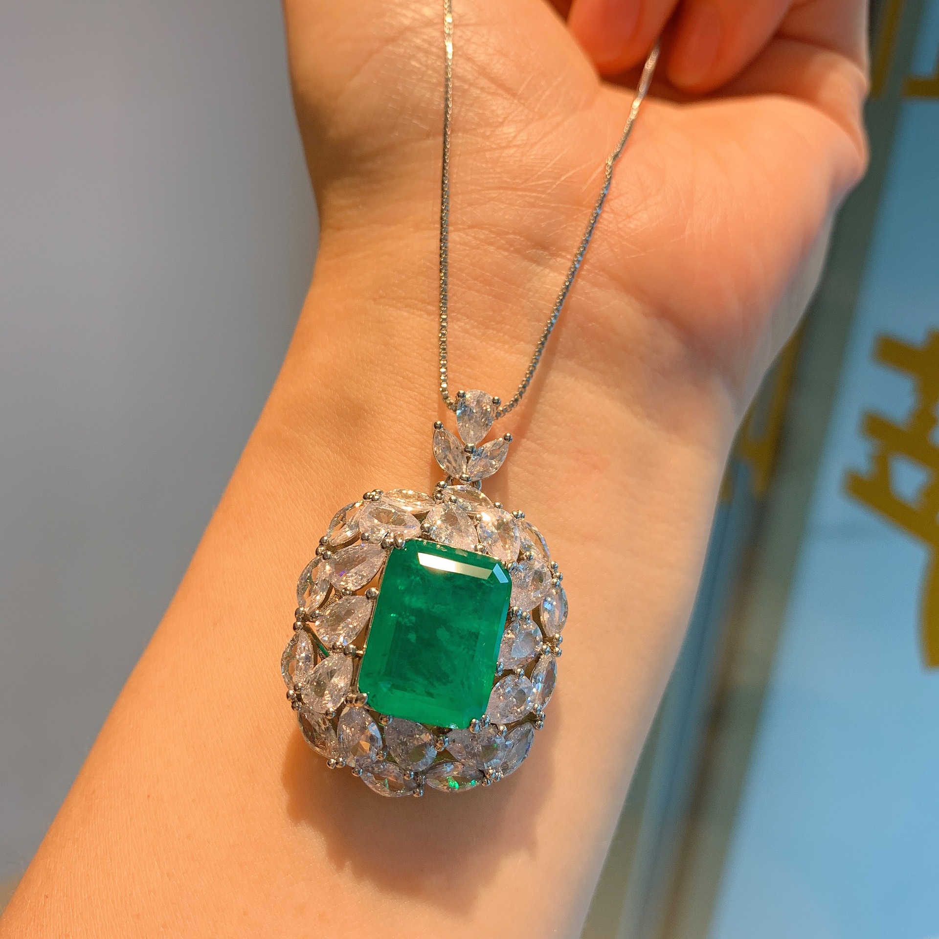 Flower Emerald Diamond Jewelry set Original 925 Sterling Silver Party Wedding Rings Earrings Necklace For Women Vintage Jewelry