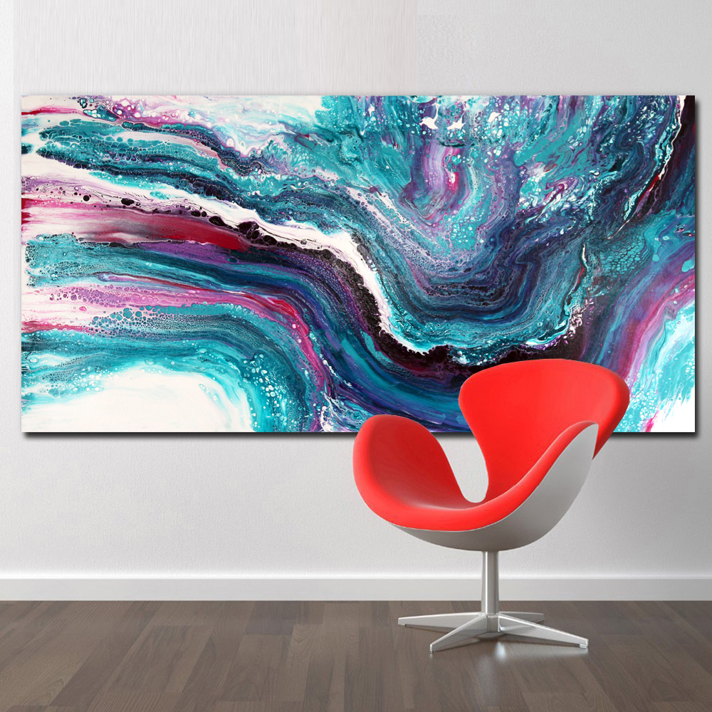 Abstract Art Watercolor Blue Painting Big Size Wall Pictures for Living Room Modern Decorative Painting Unframed