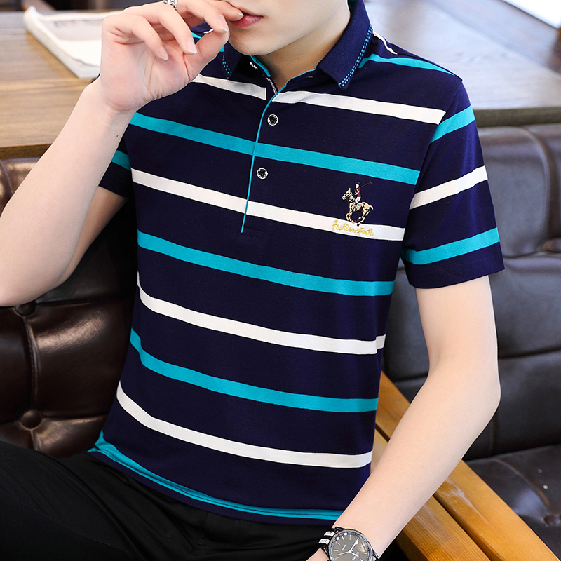 2021 New Men Summer Large Size Business Casual Slim Embroidered Short-sleeved Polo Shirt Striped Men's Shirts I6hi, Blue
2021 New Men Summer Large Size Business Casual Slim Embroidered Short-sleeved Polo Shirt Striped Men's Shirts I6hi, Blue