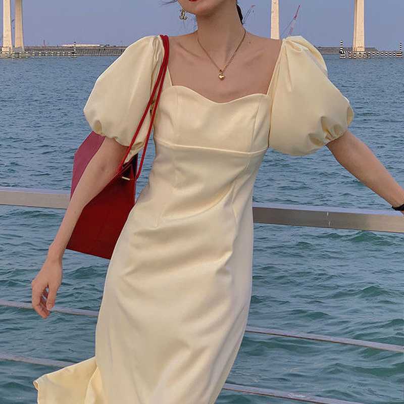 Solid Elegant Dres Summer Backless Puff Sleeve Party Midi Casual Office Lady Korean Female Y2k 210604, Apricot long dress
Solid Elegant Dres Summer Backless Puff Sleeve Party Midi Casual Office Lady Korean Female Y2k 210604, Apricot long dress