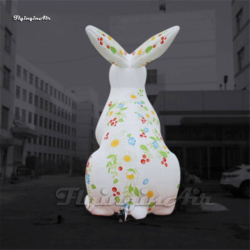 Outdoor Animal Mascot Model White Inflatable Rabbit 3m/4m/5m Advertising Blow Up Easter Bunny Balloon For Park Decoration