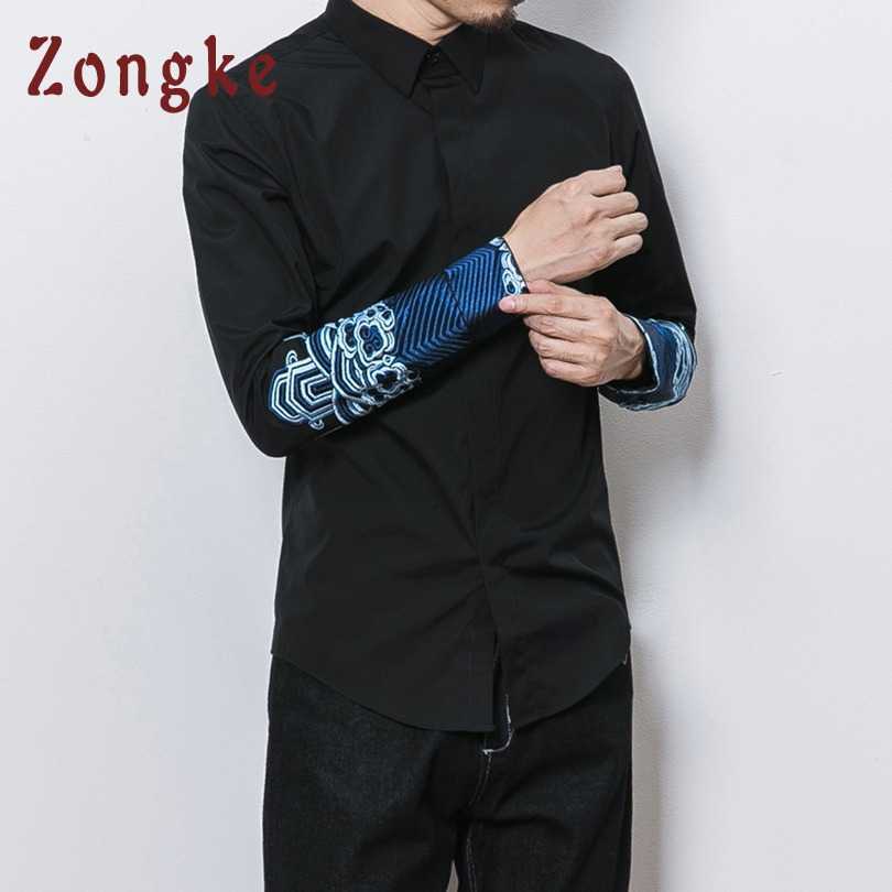 Zongke Chinese Style Embroidery Men Shirt Long Sleeve Casual Slim Fit Streetwear Man Clothes 210721, White
Zongke Chinese Style Embroidery Men Shirt Long Sleeve Casual Slim Fit Streetwear Man Clothes 210721, White