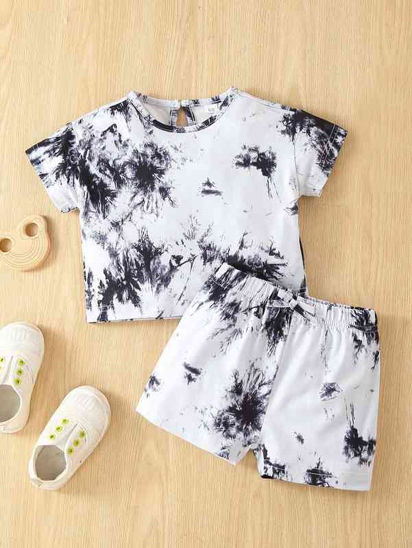 Baby Tie Dye Tee & Knot Front Shorts SHE