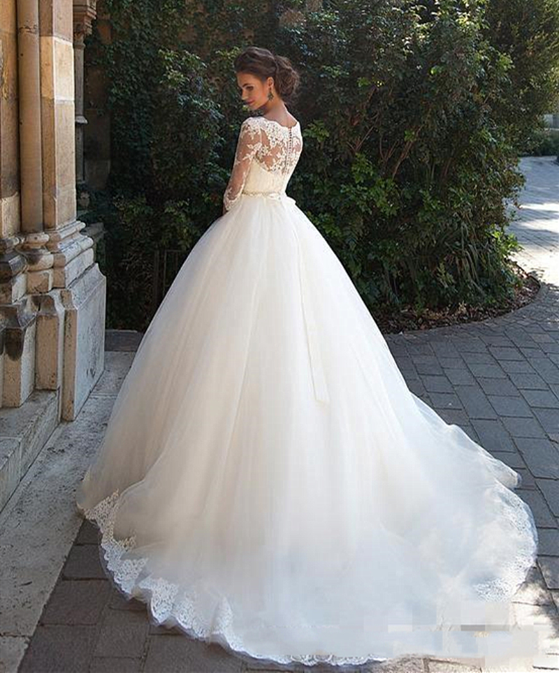 Retro Vestidos de Novia Garden Wedding Dresses Bateau Neck 1/2 Long Sleeve Court Train Country Chapel Vintage Bridal Gowns Custom made