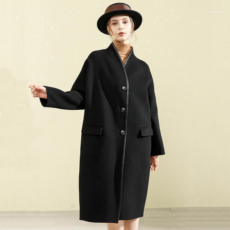 women's wool & blends fashion 2021 100% coat v neck long woman parka winter slim coats and jackets women clothes manteau femme hiver wp, Black
women's wool & blends fashion 2021 100% coat v neck long woman parka winter slim coats and jackets women clothes manteau femme hiver wp, Black