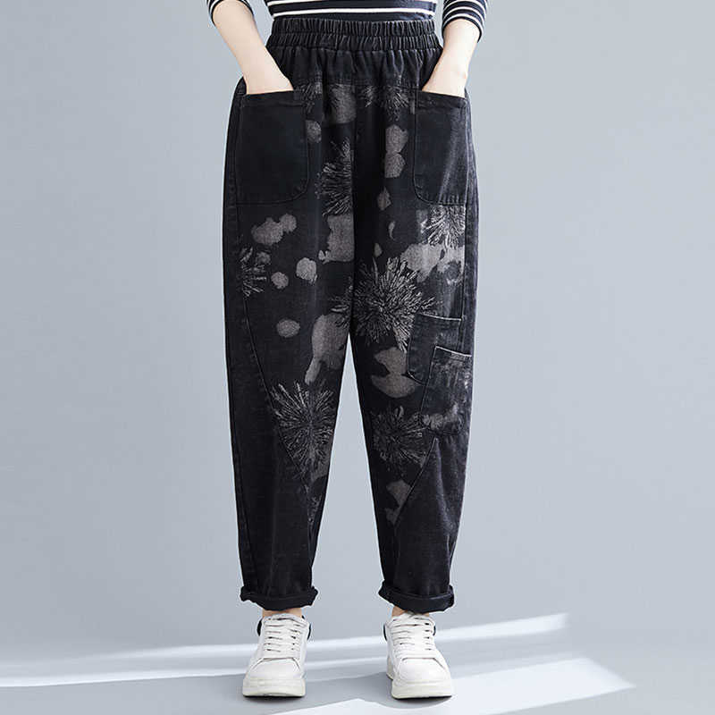 Autumn Arts Style Women Elastic Waist Patchwork Vintage Print Loose Jeans Cotton Denim Harem Pants Plus Size S67 210608, Black
Autumn Arts Style Women Elastic Waist Patchwork Vintage Print Loose Jeans Cotton Denim Harem Pants Plus Size S67 210608, Black