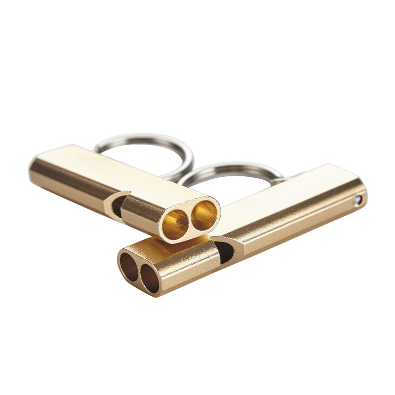 Metal Whistle Keychain Pendant Aluminum Alloy Double Hole Survival Whistle Key Chain Outdoor Emergency Tool