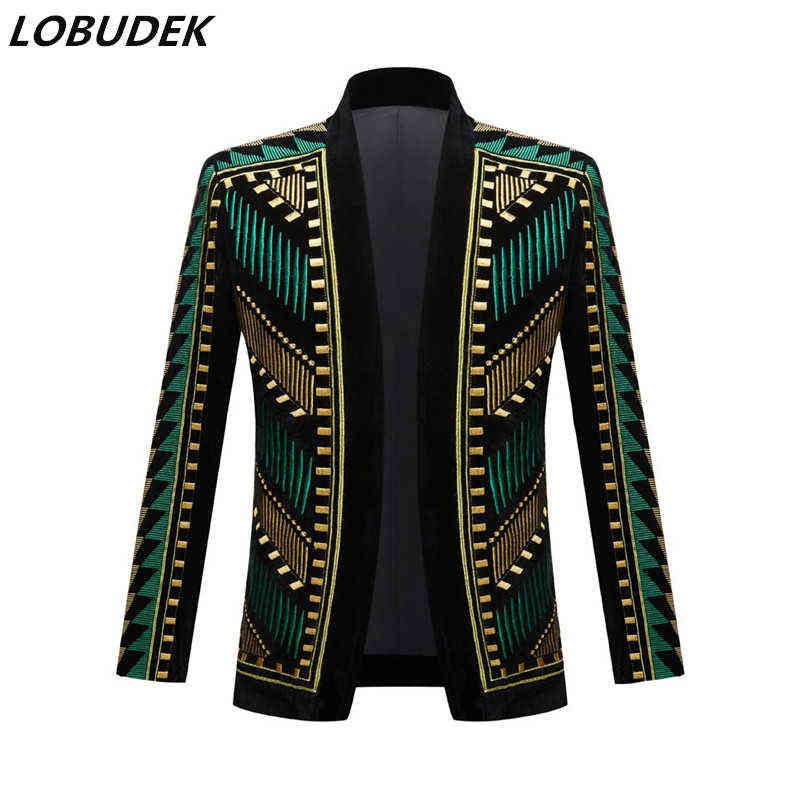 Gold Green Splicing Embroidery Blazer Men's Vintage Court Wedding Groom Suit Jackets Stars Singer Host Bar Show Stage Costume 211111
Gold Green Splicing Embroidery Blazer Men's Vintage Court Wedding Groom Suit Jackets Stars Singer Host Bar Show Stage Costume 211111