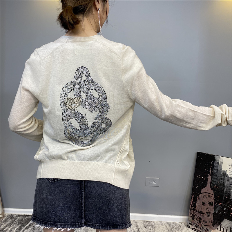 2021 New Camisola De Malha Feminina Com Decote Em V Diamante Python Padro Manga…