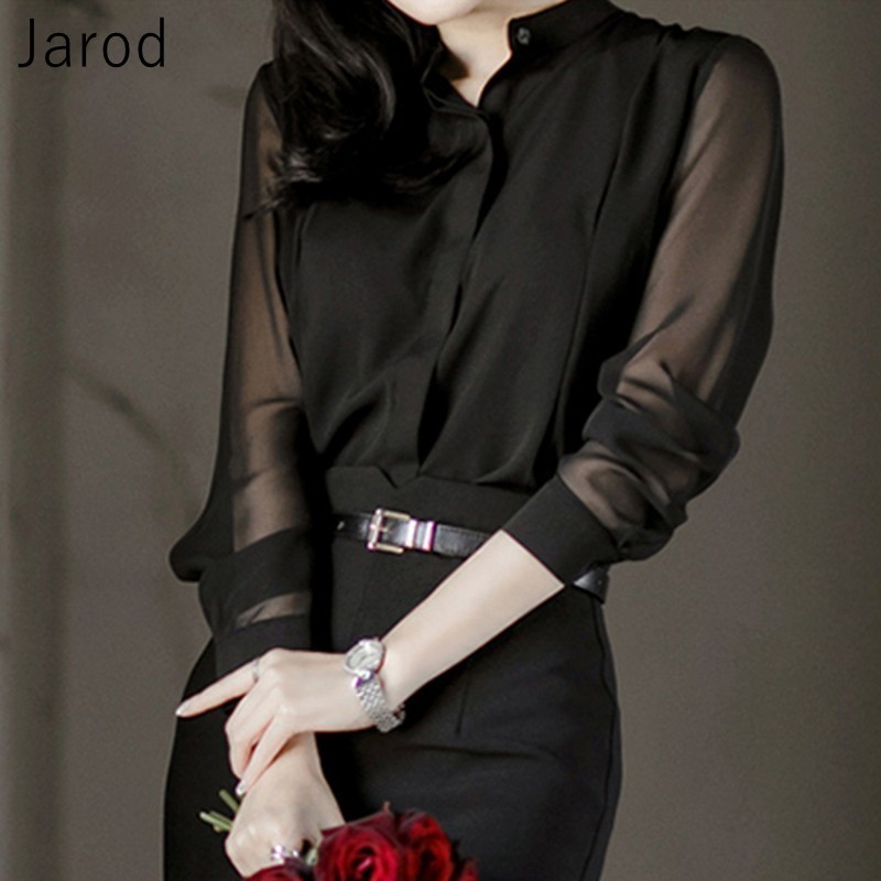 2021 Spring summer Sexy Women See Through Blouse Black Perspective Top Fashion Long Sleeve Transparent Sheer Shirt Blusas Mujer 210225