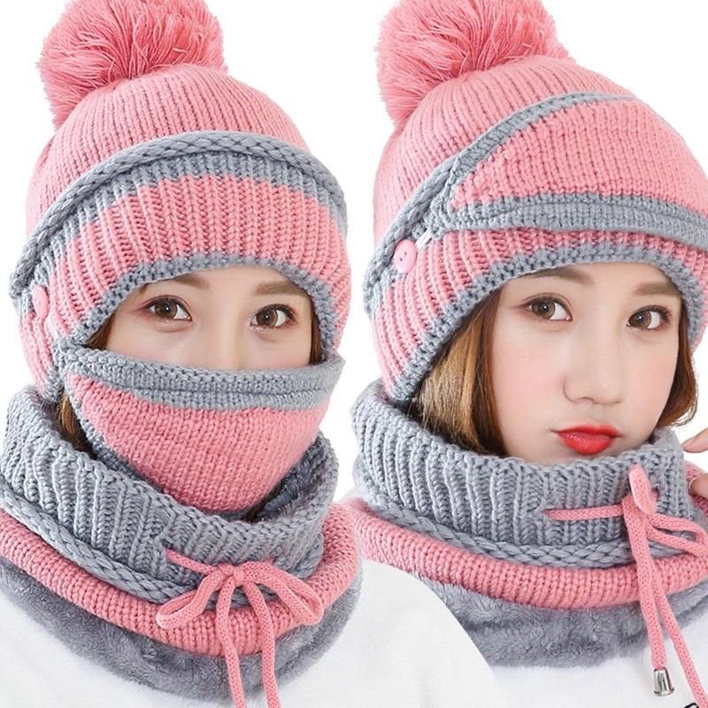 Beanie/Skull Caps Women's Winter Hat Mask Bib 3 Piece Set Velvet Thick Knitted Warm Ear Protection Mixed Color Woolen For Women, Blue;gray
Beanie/Skull Caps Women's Winter Hat Mask Bib 3 Piece Set Velvet Thick Knitted Warm Ear Protection Mixed Color Woolen For Women, Blue;gray