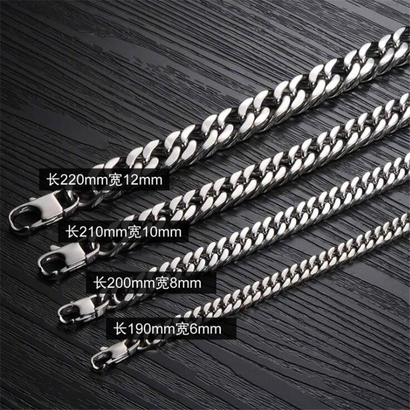 2021 New Arrival Sparkling Hip Hop Vintage Jewelry stainless steel High Quality Crude Women Lucky Promise Men Party Chain Bracelet Gift