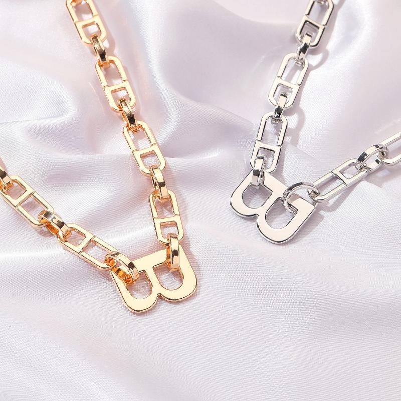 Chains Vintage Thick Chain Letter B Choker Necklace For Women Jewelry Hip Hop Clavicle Charms Jewellery Colar Kolye