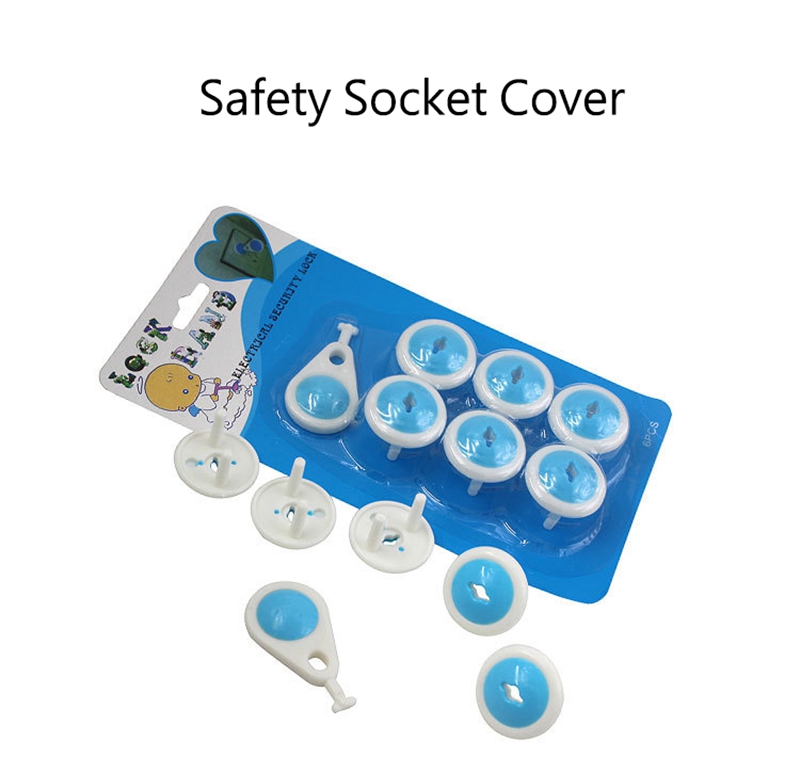 Outlet Covers Protection 6 pcs+1key Russian EU European Euro Security Child Electric Socket Outlet Plug Two Phase Safe Lock Baby Kids Safety 0899