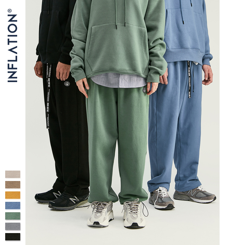 INFLATION Men Tracksuit Fashion Pure Color Sweatshirt Set For Couple Hoodie Suit Woman Comfort Hip Hop Sweatpant Set Men 201210