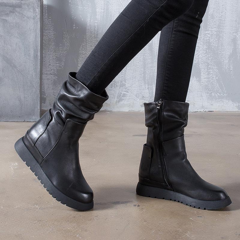 cotton handmade medium autumn winter 2021 single leather cowhide women's boot, Black lining
cotton handmade medium autumn winter 2021 single leather cowhide women's boot, Black lining
