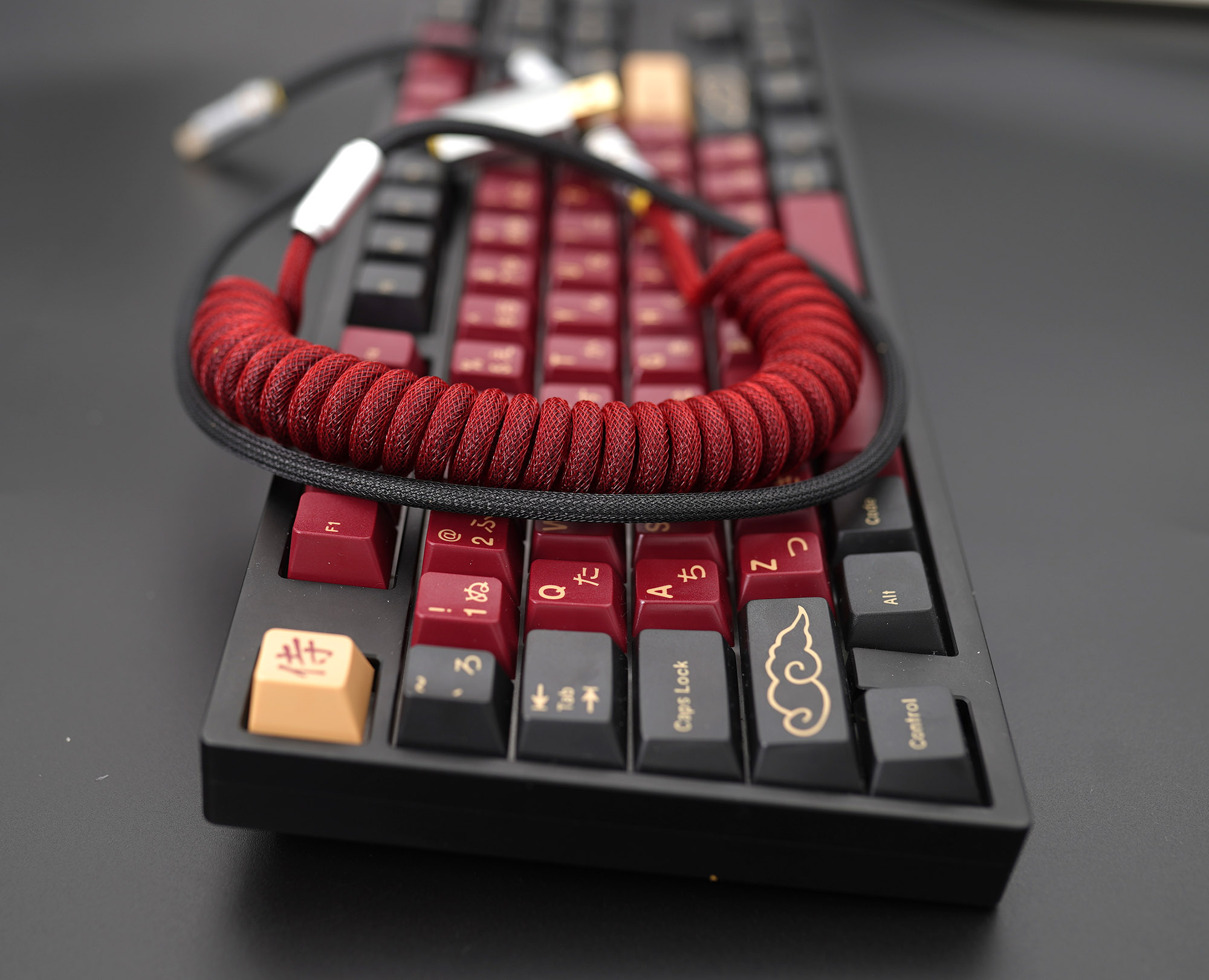 GeekCable Handmade Customized Mechanical Keyboard Data Cable For GMK Theme SP Keycap Line Red Samurai Colorway