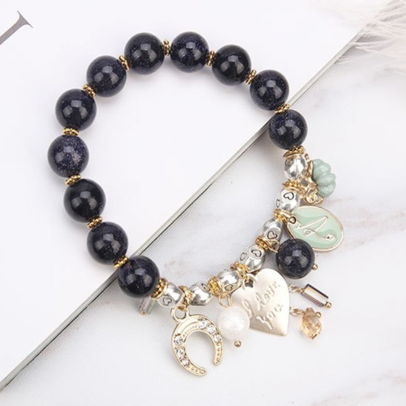 Popular Design Metal Charm Bracelet Womens Holiday Gift Natural Gemstone Strands Jewelry