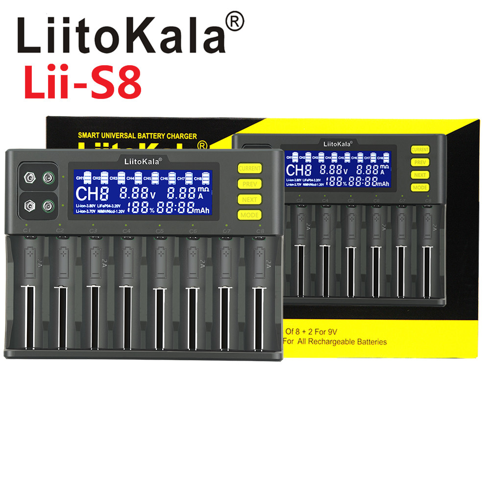 LiitoKala Lii-S8 pack Battery Li-ion 3.7V NiMH IMR charger for 18650 26650 21700 26700 AA AAA
LiitoKala Lii-S8 pack Battery Li-ion 3.7V NiMH IMR charger for 18650 26650 21700 26700 AA AAA