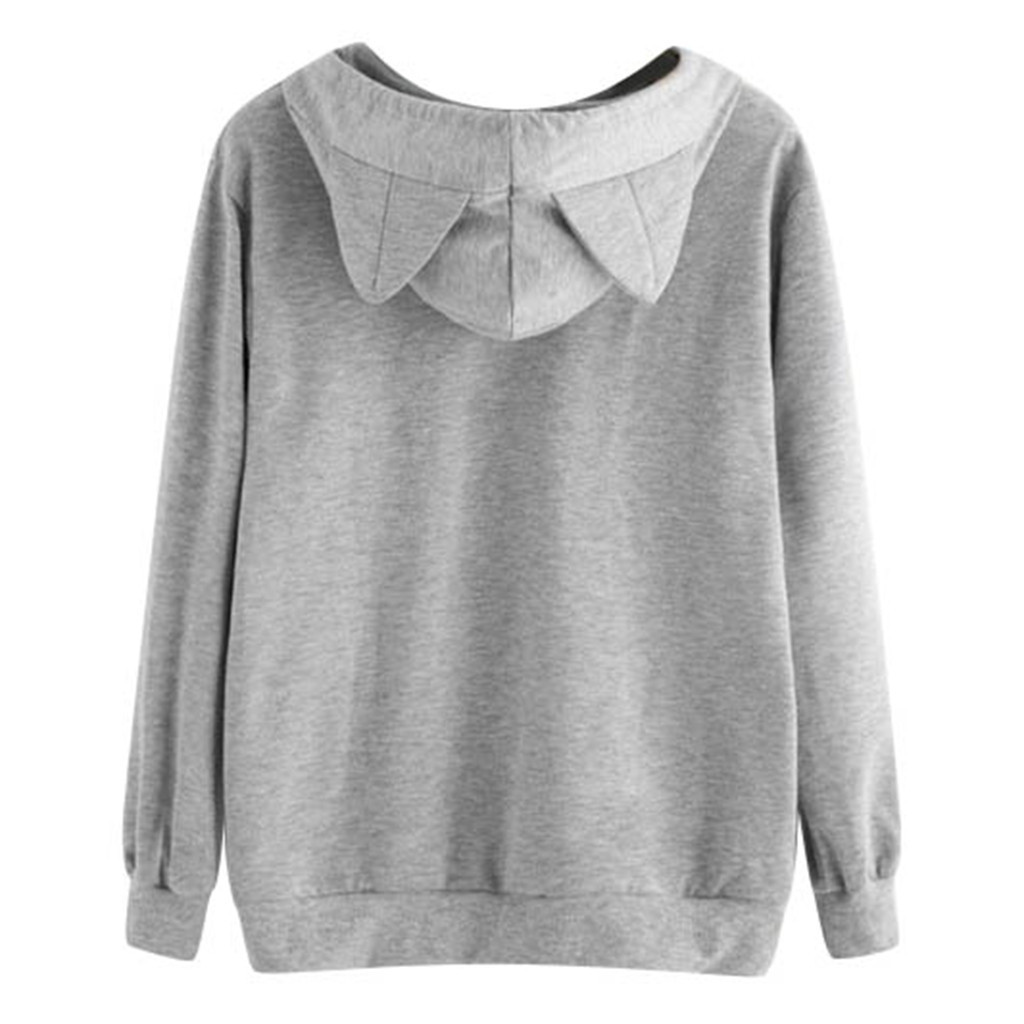 Womens Cat Long Sleeve Hoodie Sweatshirt Hooded Pullover Tops Blouse Women's Sweatshirt Blouse With Ears Polerones L0821 201102