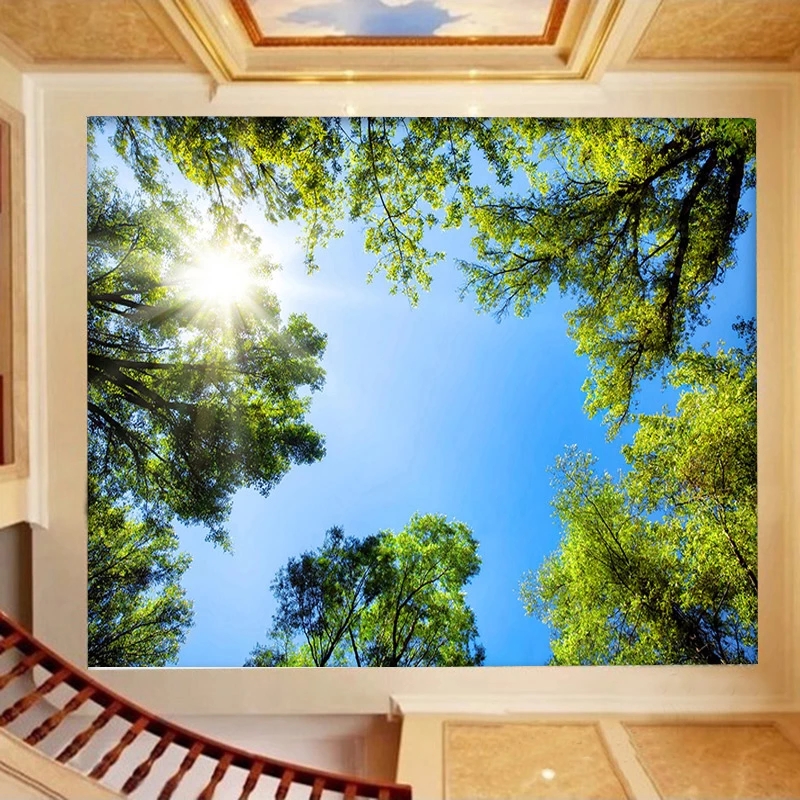 Custom Photo Wallpaper Modern Green Large Tree Wall Bedroom Living room Hotel Restaurant Ceiling Backdrop Murals