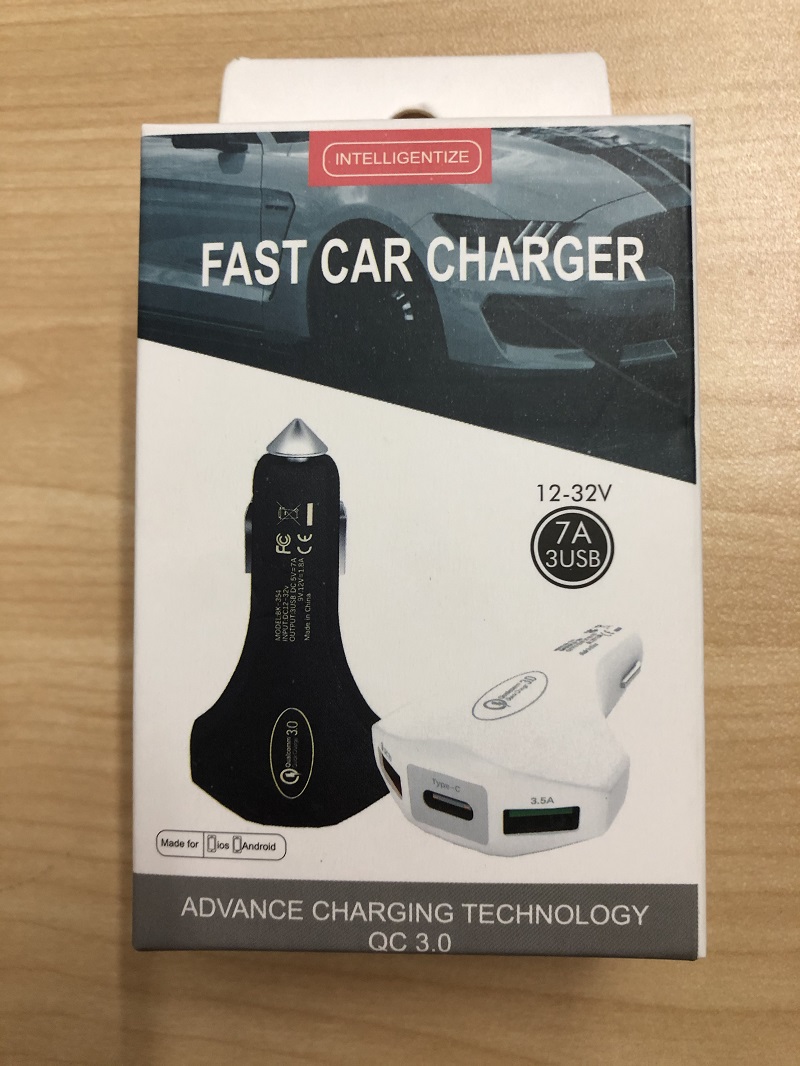 3 Ports Quick Charging Car Chargers 7A 35W Type c Hammer Safety QC3.0 Fast Car Charger For Samsung S24 S23 S22 S21 S20 PC MP3 Android iPhone 15 14 13 