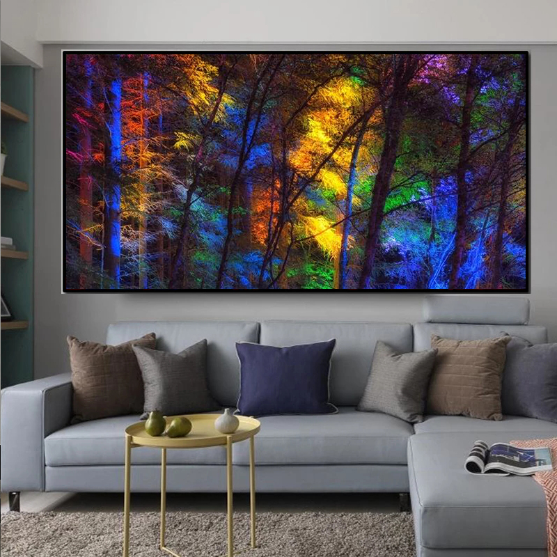 Large Size colorful forest trees Canvas Poster Art Prints for Living Room Decorative Picture Modern Home