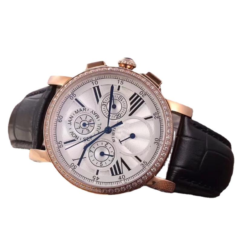 Wristwatches High-end Men's Mechanical Watch Rose Gold Diamonds Leather Tourbillon Moon Phase Dual Time Skeleton Automatic Sapphire Glass
Wristwatches High-end Men's Mechanical Watch Rose Gold Diamonds Leather Tourbillon Moon Phase Dual Time Skeleton Automatic Sapphire Glass