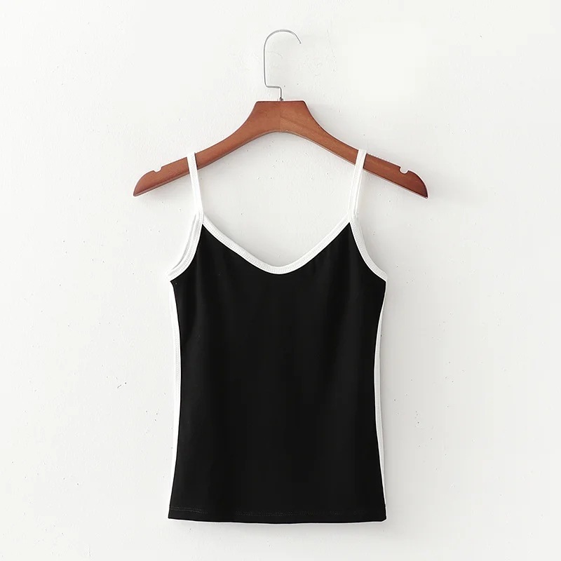 snap ins Europe and the United States women's summer wind sexy backless bump color stripe v-neck condole belt vest 210308