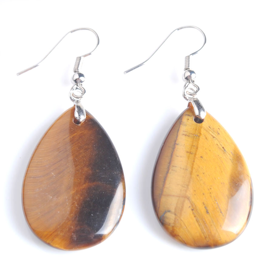 WOJIAER Indian Tribal Natural Stone Dangle Hook Earrings Water Drop Earring For Women Crystal Quartz Gift Jewelry BV911