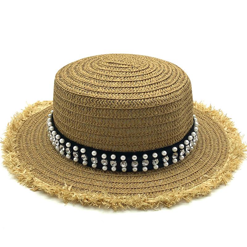 Wide Brim Hats Summer Flat Sun For Women Chapeau Feminino Straw Hat Panama Style Cappelli Side With Pearl Beach Bucket Cap Girl Topee, Beige2
Wide Brim Hats Summer Flat Sun For Women Chapeau Feminino Straw Hat Panama Style Cappelli Side With Pearl Beach Bucket Cap Girl Topee, Beige2
