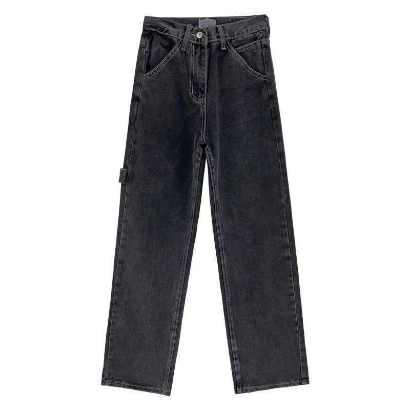 High Waist Pants Jeans for Women Loose Wide Leg Jean Streetwear Woman Denim Casual Straight Distressed Solid 5XL 210809