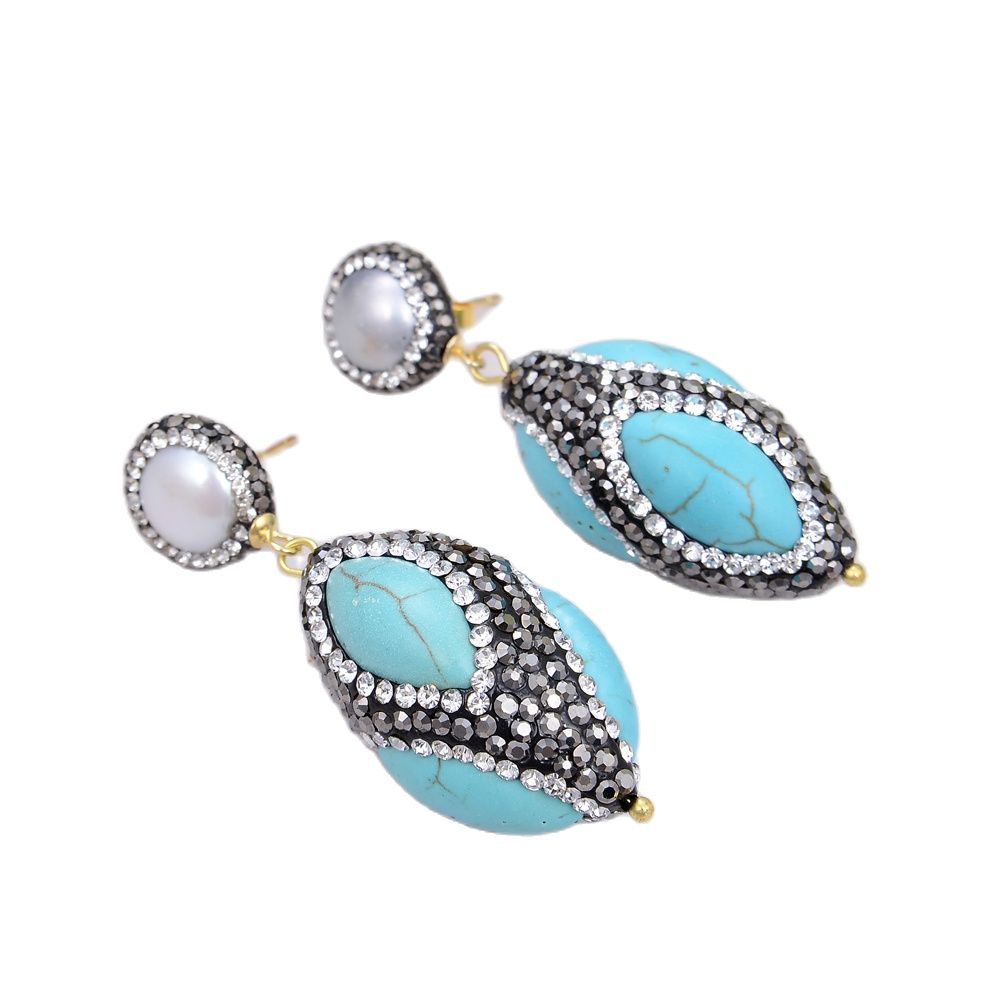 GuaiGuai Jewelry Natural White Pearl Blue Turquoises Trimmed With Marcasite Gold Stud Earrings CZ Stud Handmade For Women Real Gems Stone La, Silver
GuaiGuai Jewelry Natural White Pearl Blue Turquoises Trimmed With Marcasite Gold Stud Earrings CZ Stud Handmade For Women Real Gems Stone La, Silver