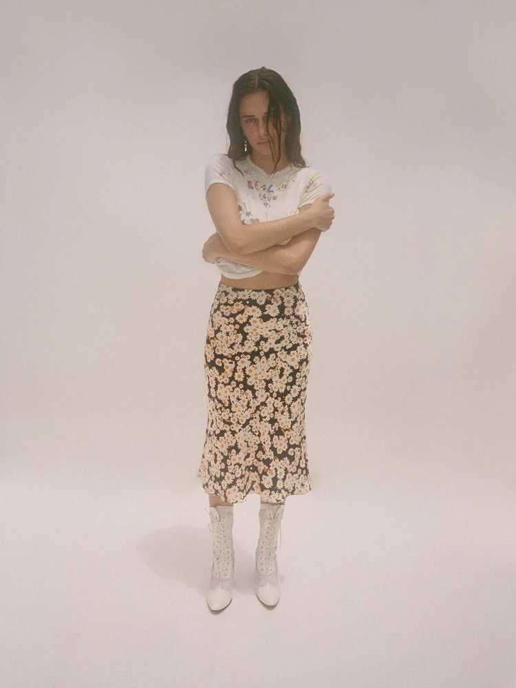 BBWM WOMAN French Style Small daisy Heart Leopard Print Silk Trumpet Skirts Vintage Chic Women Summer Casual Slim Waist Skirt 210619