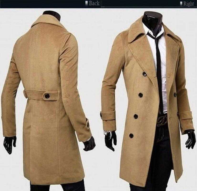 Men Winter Warm Trench Coat Double Breasted Long Jacket Top Dress Shirt Overcoat 210819