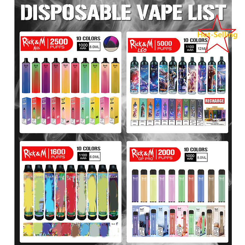 Original RickM LEO 5000 2500 2000 1600Puffs Rechargeable Disposable Vape Pen E Cigarette Device With RGB Light 1100mAh Battery 12ml Cartridg
Original RickM LEO 5000 2500 2000 1600Puffs Rechargeable Disposable Vape Pen E Cigarette Device With RGB Light 1100mAh Battery 12ml Cartridg
