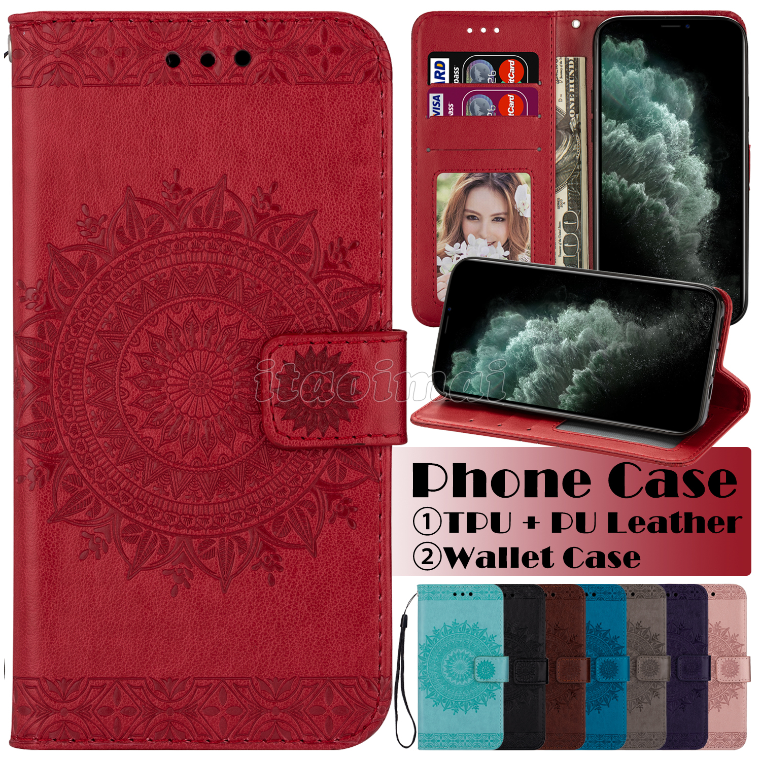 TPU PU Leather Wallet Phone Case for iPhone 12 Mini 11 Pro X XR XS Max 6 7 8 Plus Samsung Galaxy S20 Ultra Totem Embossing Flip Cover Case, Black
TPU PU Leather Wallet Phone Case for iPhone 12 Mini 11 Pro X XR XS Max 6 7 8 Plus Samsung Galaxy S20 Ultra Totem Embossing Flip Cover Case, Black