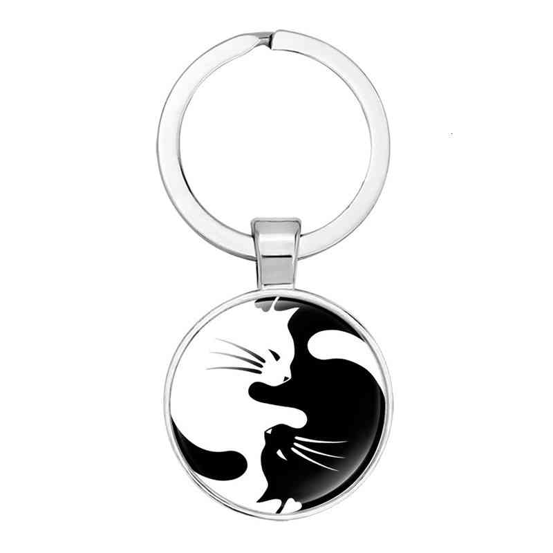 Key Rings Chinese Style Accessories Yin Yang Tai Chi Eight Diagrams Cat Footprints Time Ring Chain