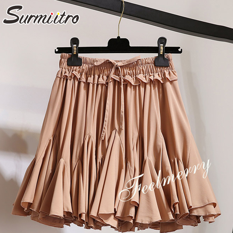 Surmiitro White Black Chiffon Summer Shorts Skirt Women Fashion Korean High Waist Tutu Pleated Mini Sun School Skirt Female 210315