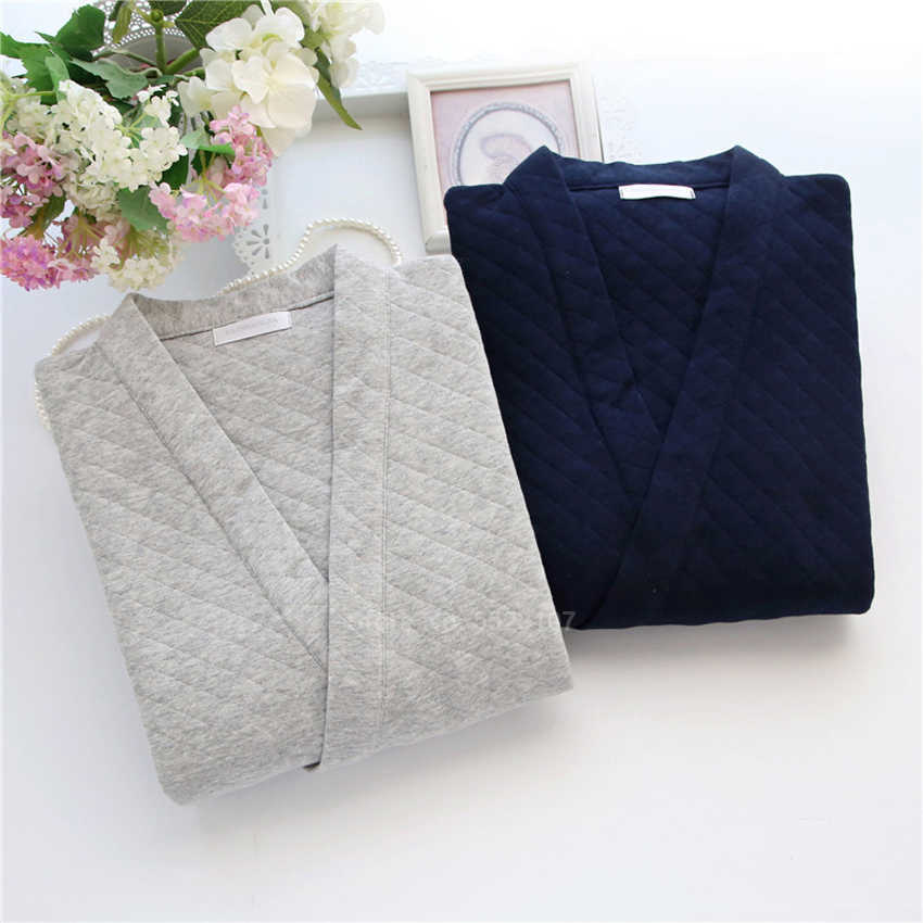 V-neck Cotton Winter Thick Pajamas Set for Men Keep Warm Traditional Oriental Japanese Style Pyjamas Sleepwear Nightwear 210812