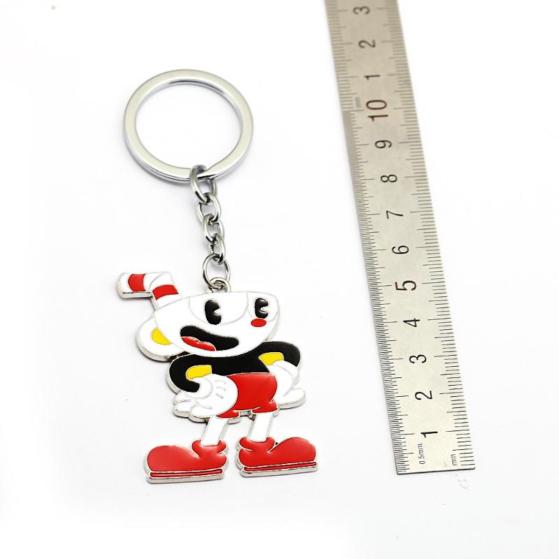 Keychains HSIC 2 Styles Cuphead Keychain Metal Cup Head Key Ring Car Holder Anime Figure Chains For Men Women Llavero HC12779