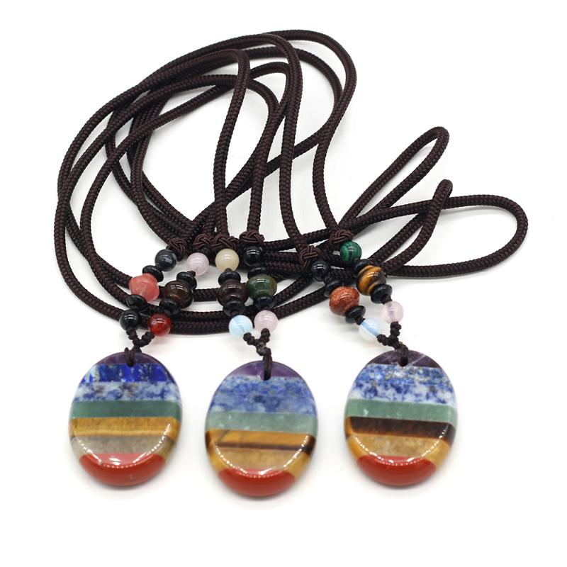 Pendant Necklaces Natural Stone Necklace 7 Chakra Reiki Healing Agates Crystals Amethysts Tiger Eye Pendants With Thread For Women
Pendant Necklaces Natural Stone Necklace 7 Chakra Reiki Healing Agates Crystals Amethysts Tiger Eye Pendants With Thread For Women