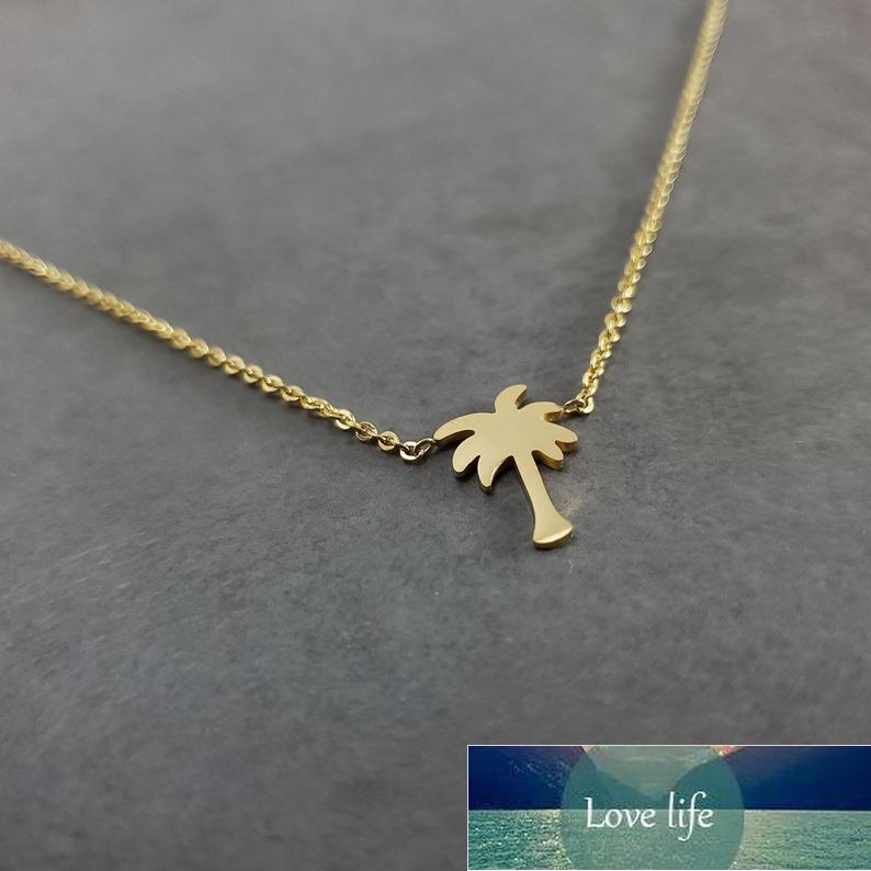 Minimalism Palm Tree Necklaces Women's Dainty Jewelry Stainless Steel Tropical Leaves Arecaceae Hawaii Plant Friendship Necklace