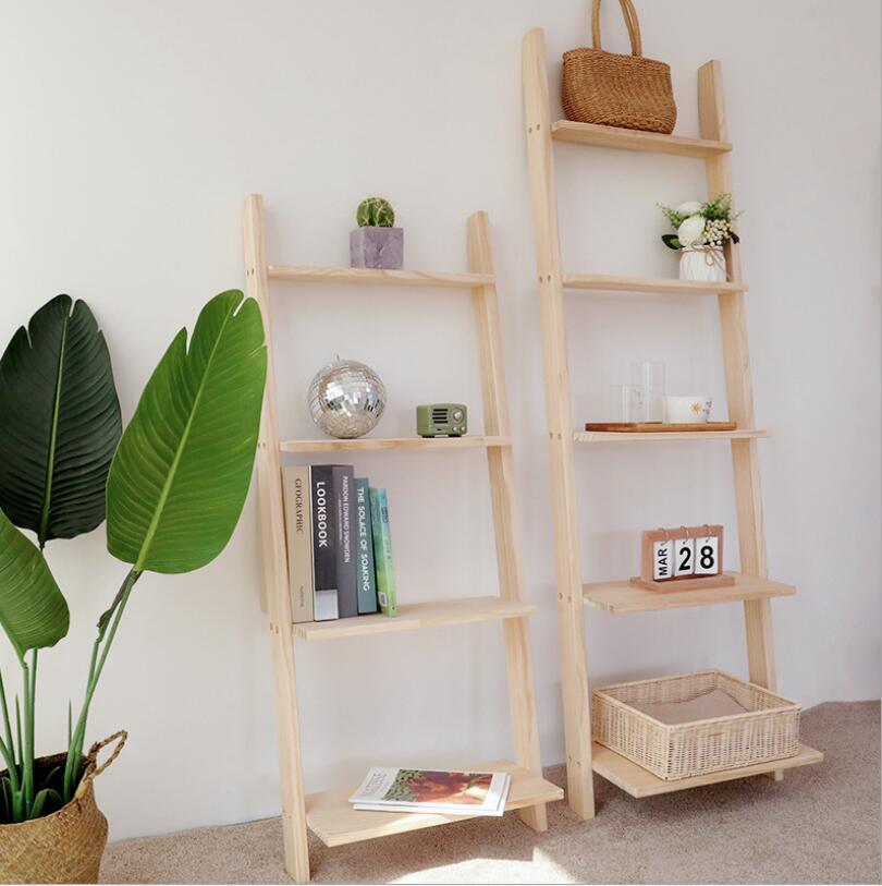 Ins trapezoidal shelf Bedroom Furniture solid wood living room corner storage multi-storey balcony flower rack Nordic simple floor racks