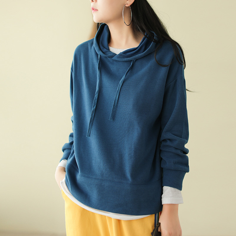 Johnature Women Hooded Pullover Sweatshirts 7 Color Long Sleeve Autumn Casual Hoodies Loose Women Cloths Sweet Sweatshirts 201112