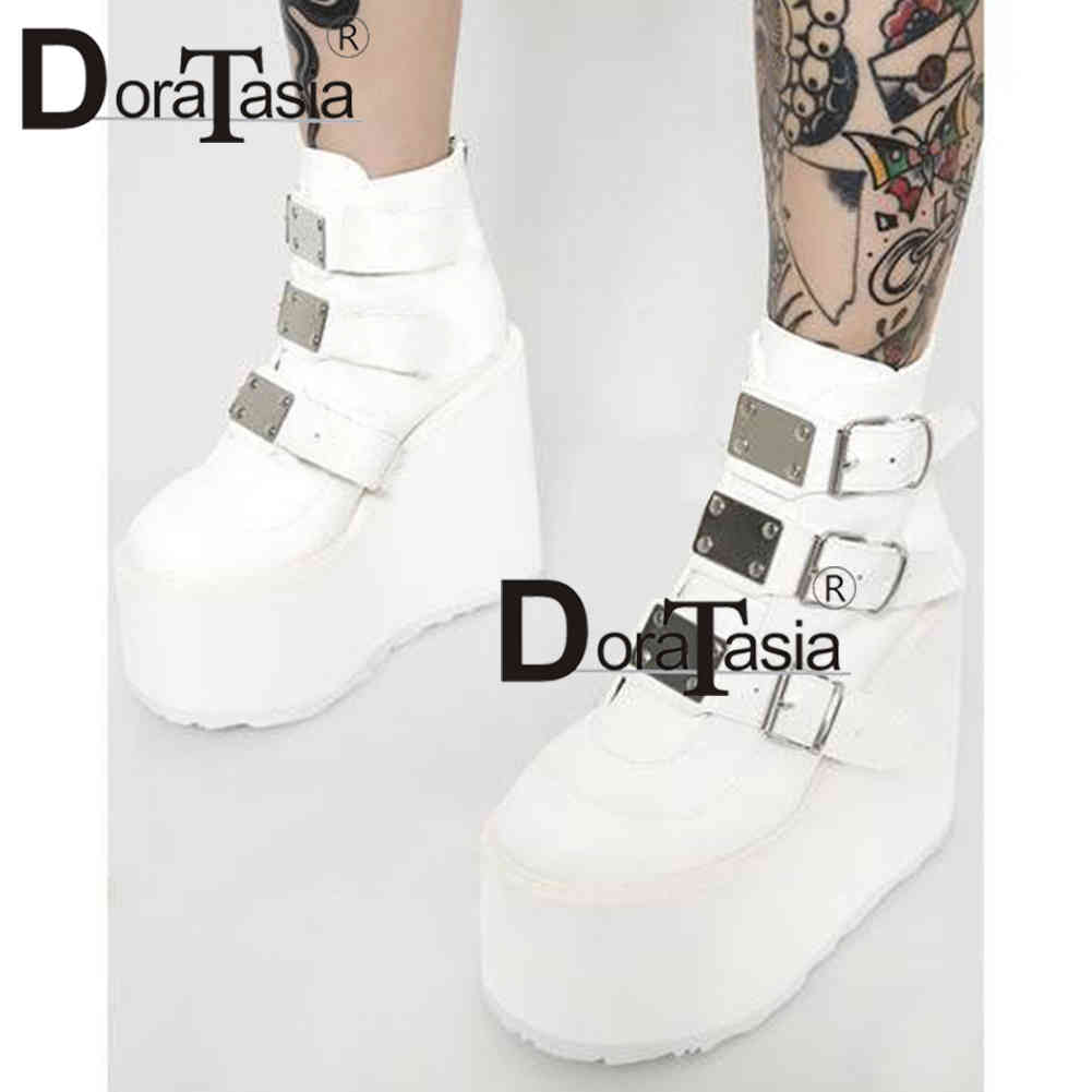 DORATASIA 2020 Brand New Metal Buckle Ankle Boots Women Fashion Punk Female High Platform Boots Wedges High Heels Shoes Woman K78, White
DORATASIA 2020 Brand New Metal Buckle Ankle Boots Women Fashion Punk Female High Platform Boots Wedges High Heels Shoes Woman K78, White