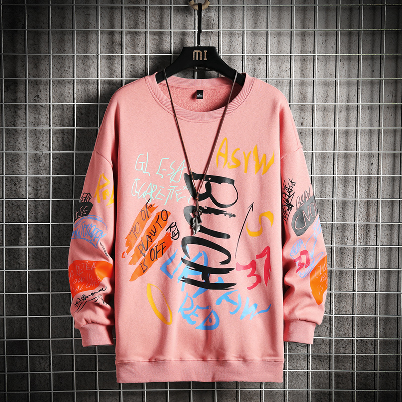 SingleRoad Mens Crewneck Sweatshirt Men Graffiti Oversized Japanese Streetwear Hip Hop Black Hoodie Men Sweatshirts Hoodies 201104