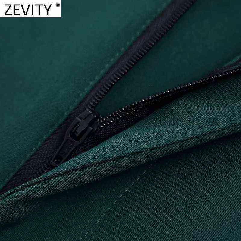 Zevity Women Chic Fashion Side Pockets Straight Pants Office Wear Vintage High Waist Zipper Fly Female Trousers Mujer P1016 211115
